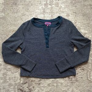 Edikted Navy Blue Textured Long Sleeve